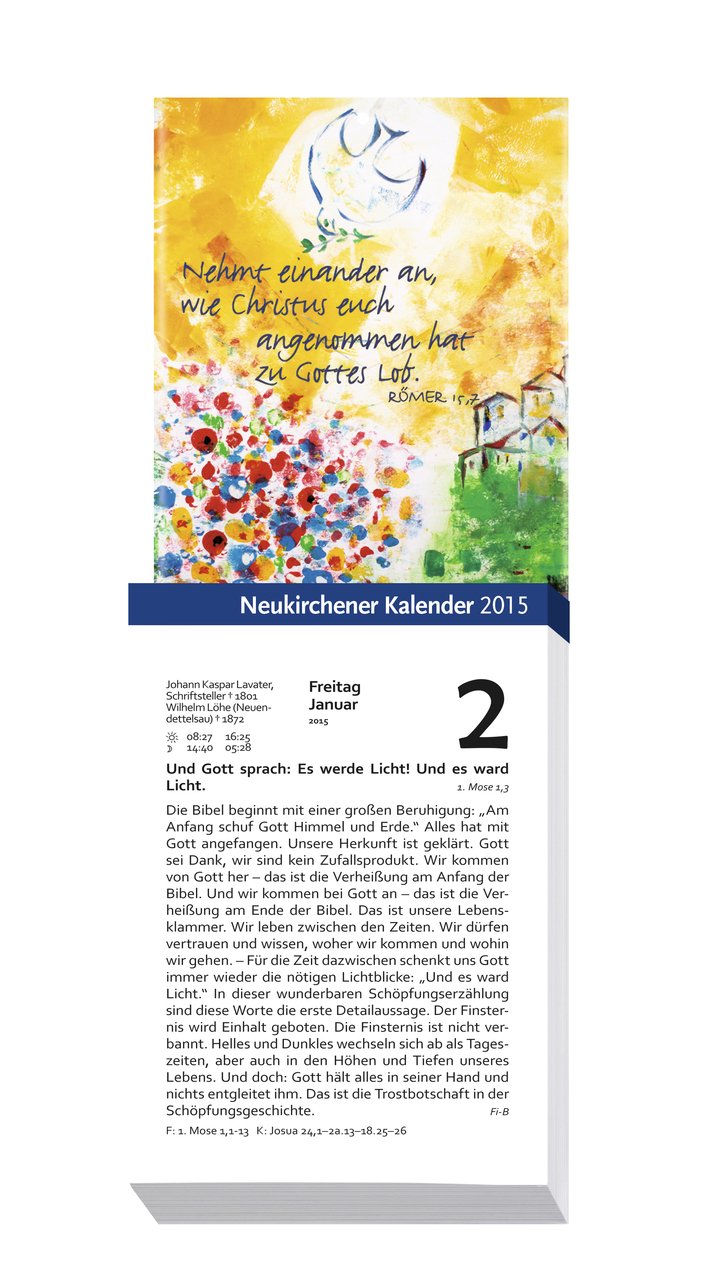 Neukirchener Kalender 2015: Abreißkalender in großer Schrift Block mit 384 Blättern, zum Aufstellen oder Aufhängen, mit integrierter Rückwand Calendars