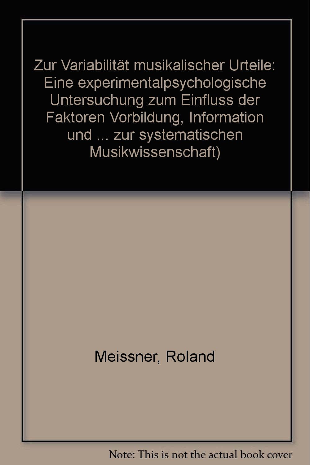 Zur Variabilität musikalischer Urteile Film, Art & Culture