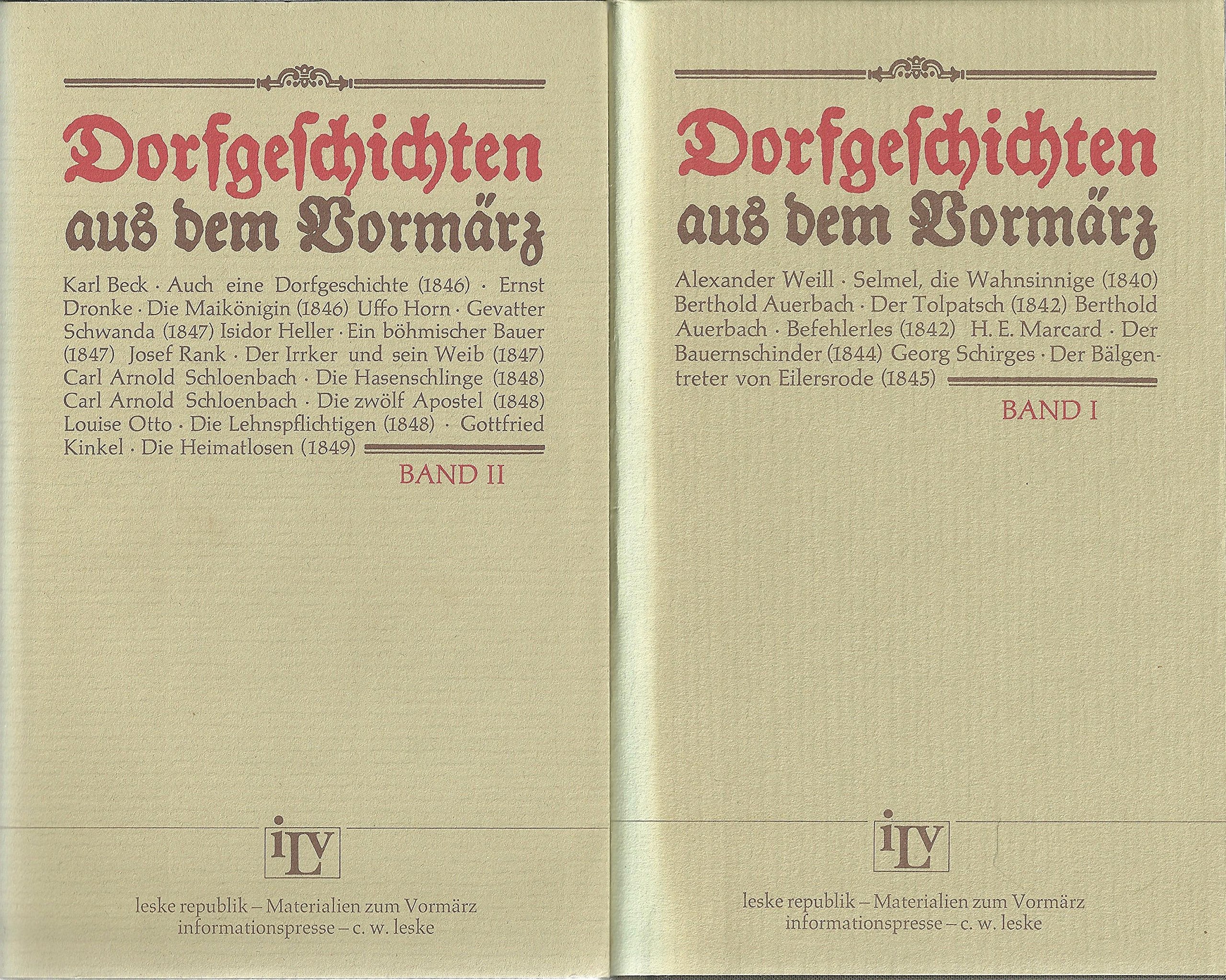 Dorfgeschichten aus dem Vormärz. Auswahl in zwei Bänden 1840-1849 Politics & History
