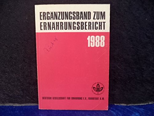 Ernährungsbericht 1988: Ergänzungsband zum Ernährungsbericht 1988 Books