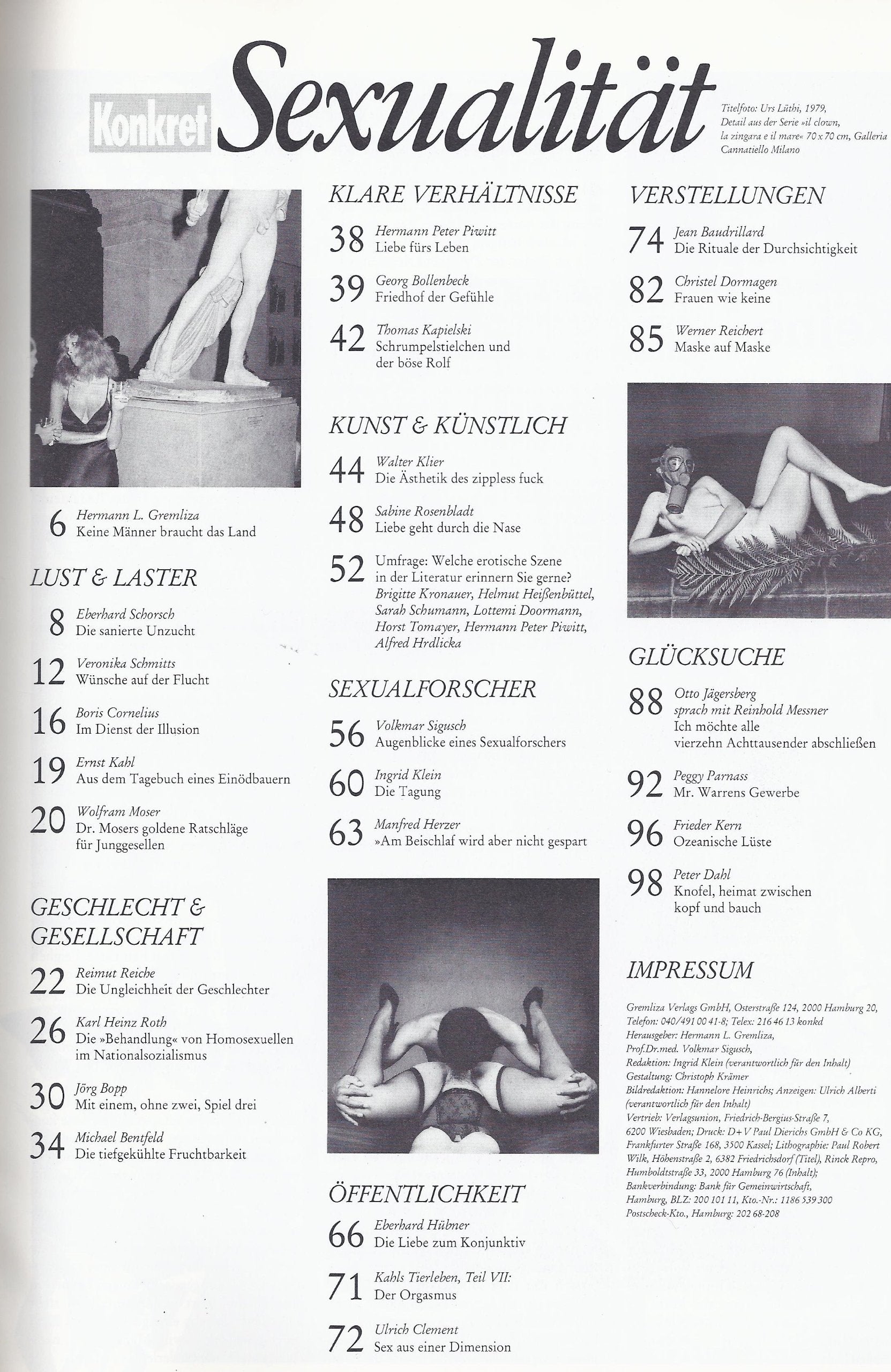 Konkret Sexualität Nr. 6 (1985): Bordelle, Schlafzimmer, Ratschläge, Pin-Up, Telefon-Sex, Glück, Trieb, Lust & Laster Books