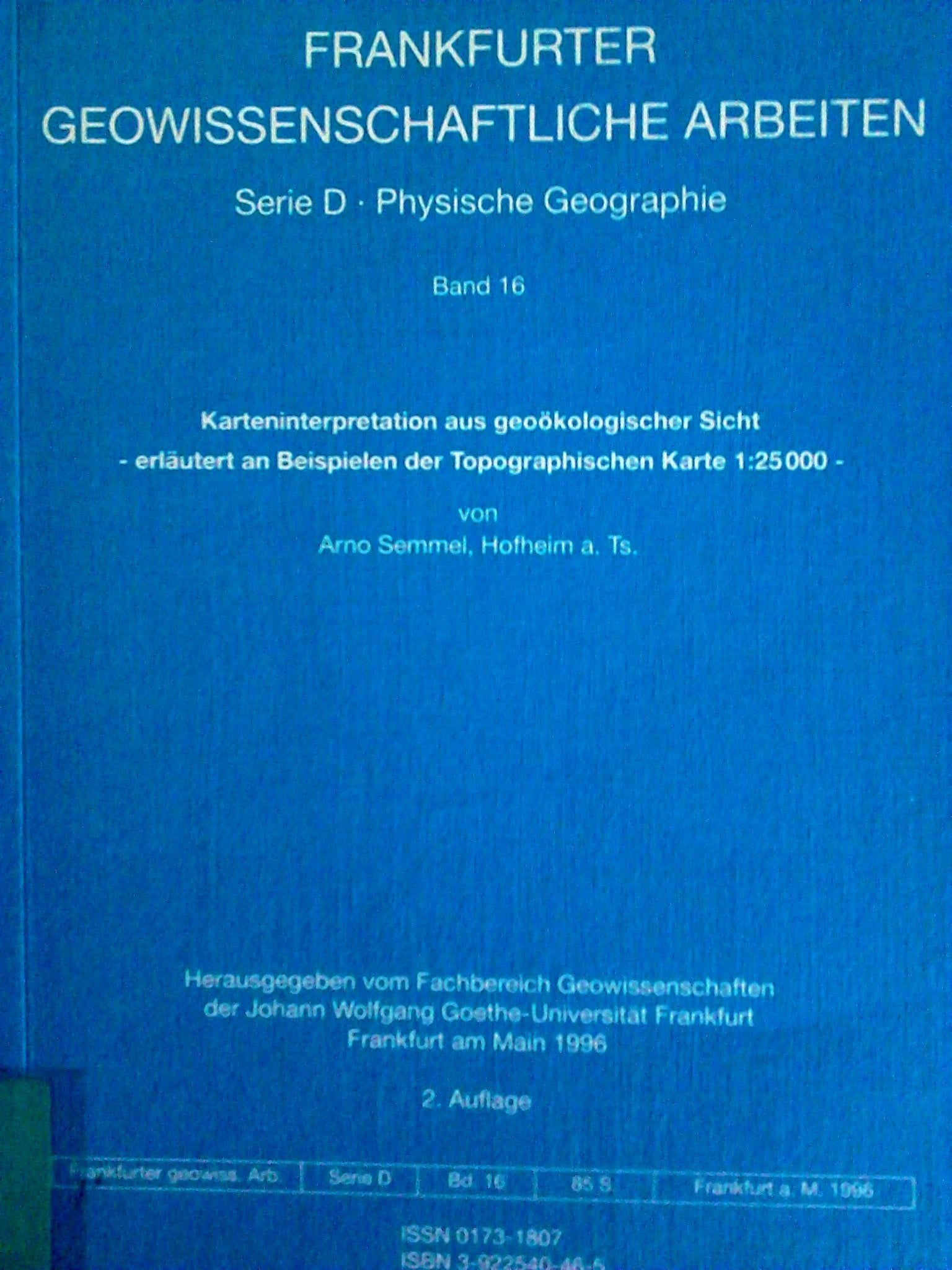 Karteninterpretation aus geoökologischer Sicht: Erläutert zu Beispielen der Topographischen Karte 1:250000 Maps & Plans