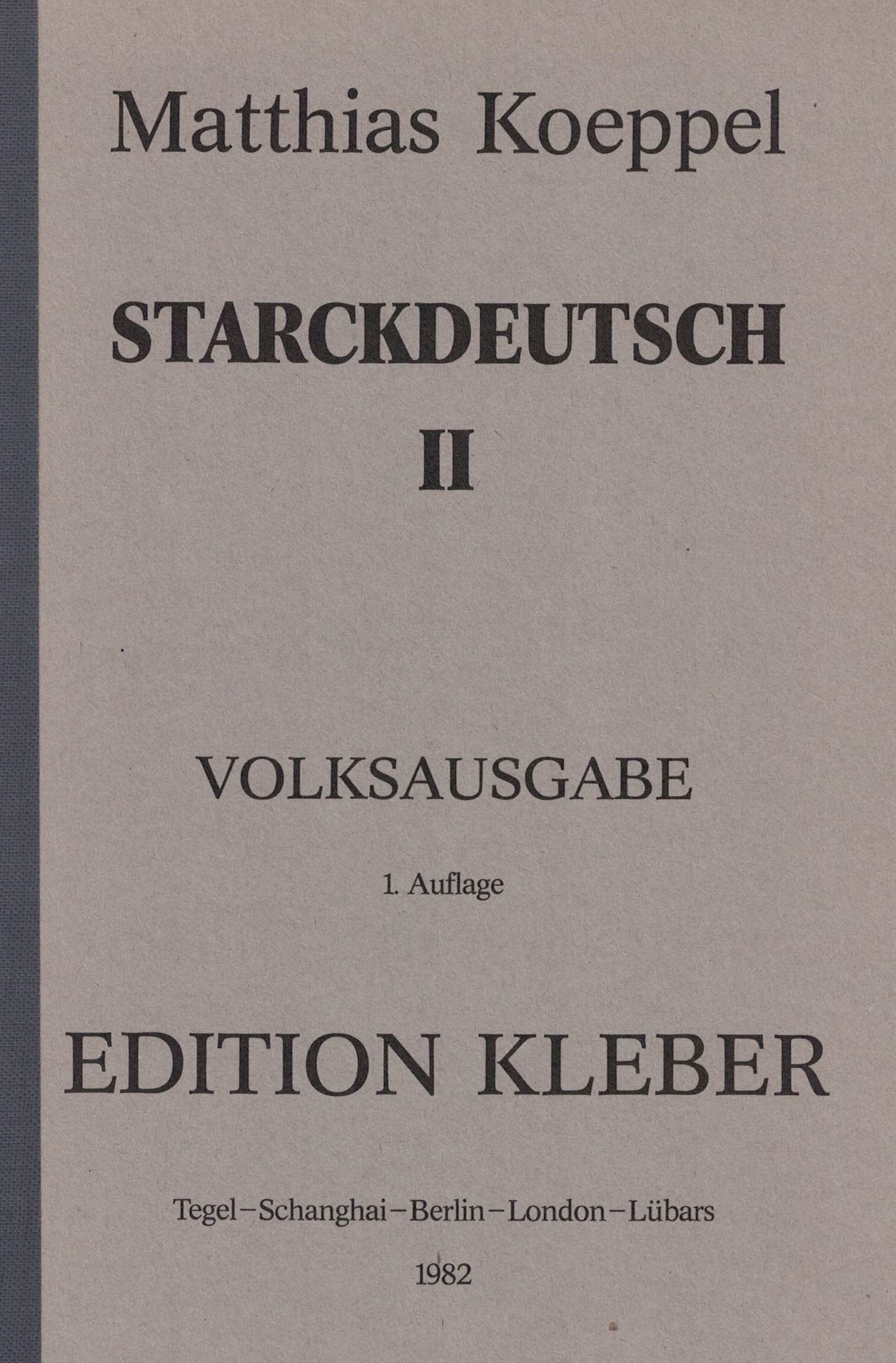 Starckdeutsch II. Volksausgabe Poetry