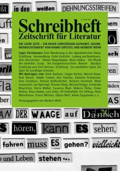 Die leere Seite - Ein Inger Christensen-Alphabet: Zusammenbuchstabiert von Hanns Grössel und Norbert Wehr (Schreibheft) Contemporary literature