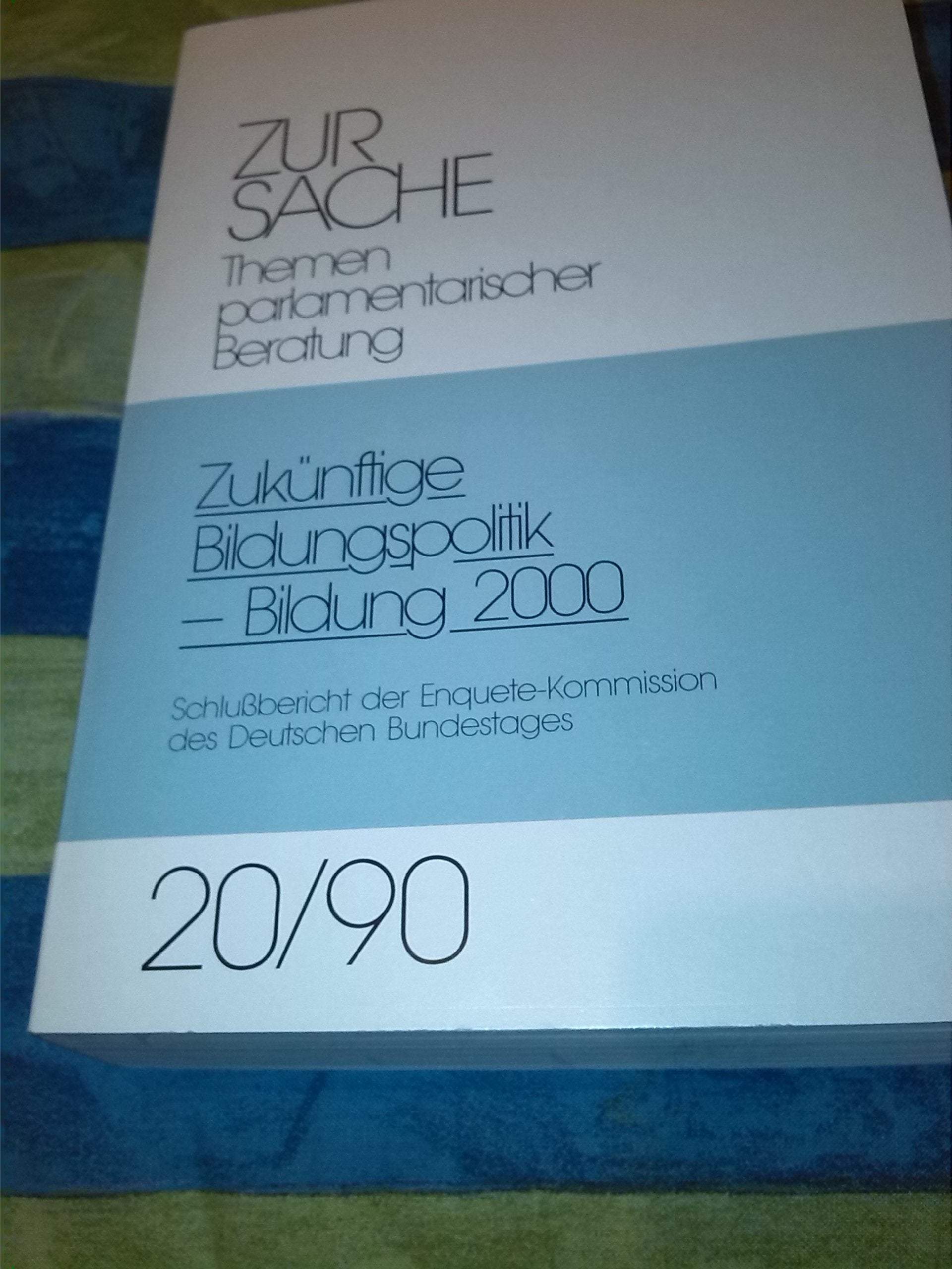 Zukünftige Bildungspolitik - Bildung 2000. Zwischenbericht der Enquete-Kommission des 11. Deutschen Bundestages "Zukünftige Bildungspolitik - Bildung 2000", Nr 1/90 Politics & History