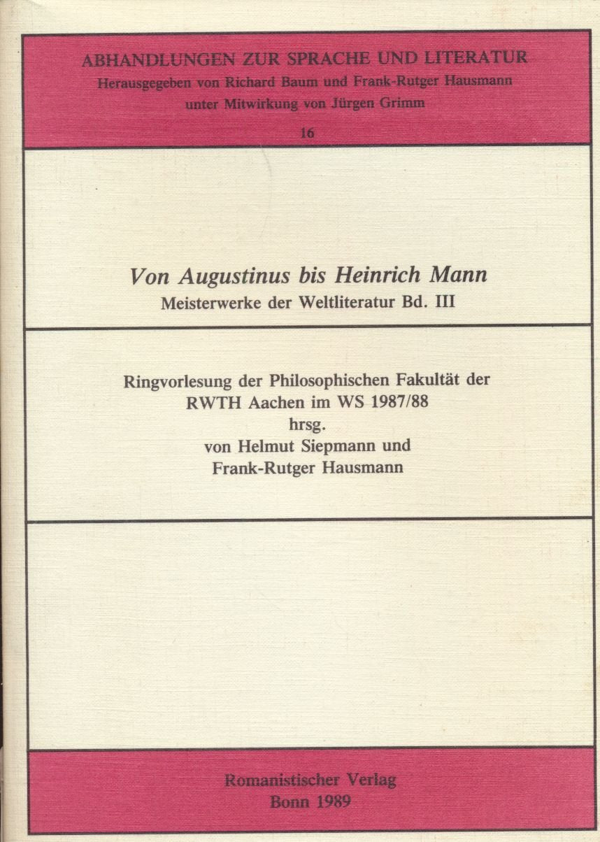 Von Augustinus bis Heinrich Mann, Meisterwerke der Weltliteratur Bd. III Politics & History