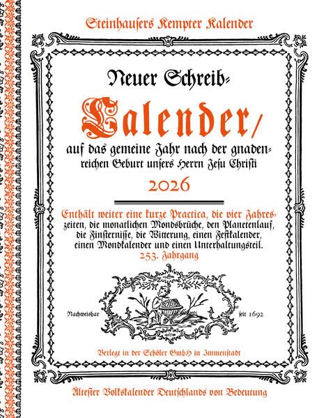 Steinhausers Kempter Kalender 2026: Neuer Schreibkalender auf das gemeine Jahr nach der gnadenreichen Geburt unseres Herrn Jesu Christi Books
