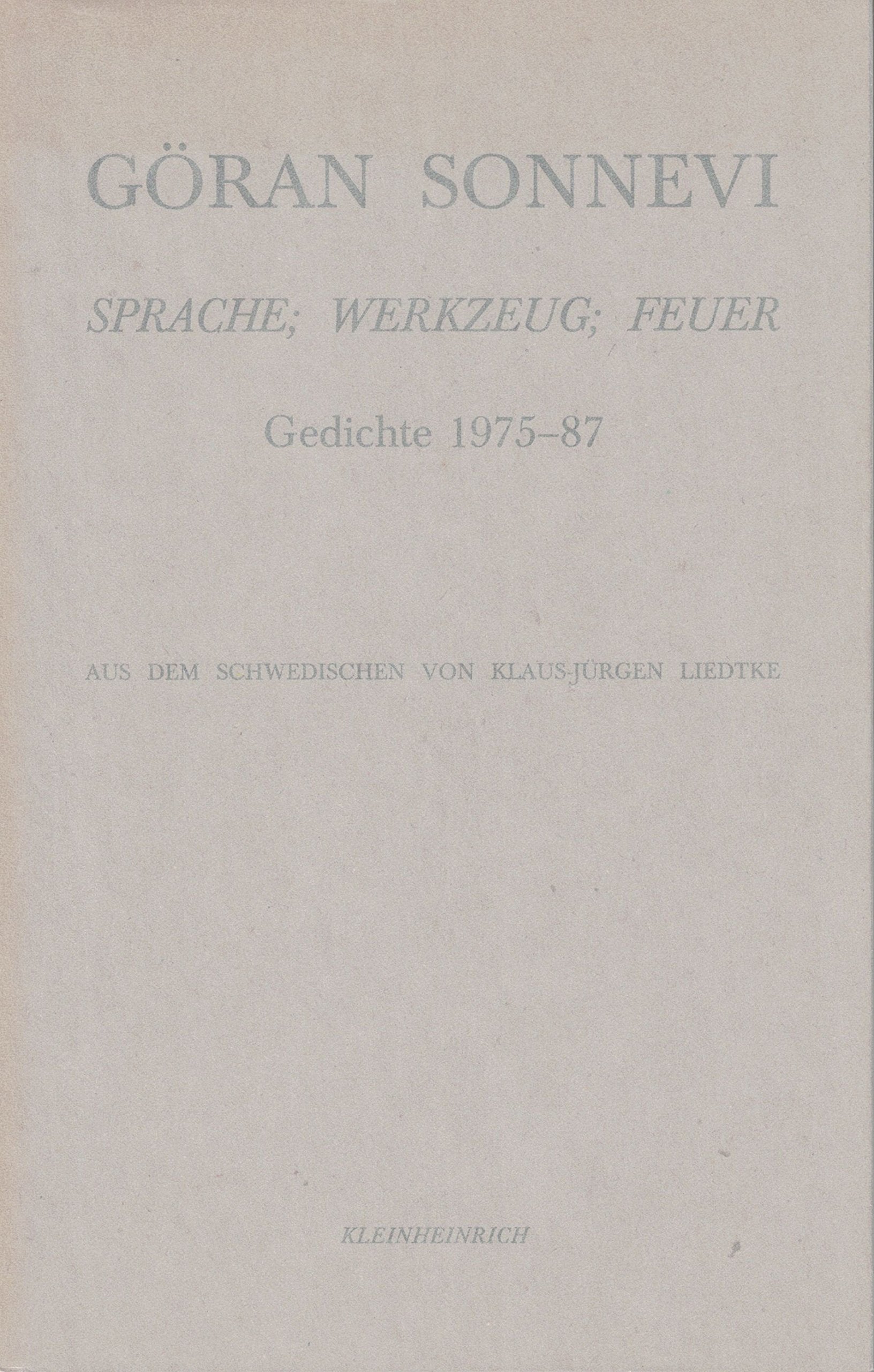Sprache, Werkzeug, Feuer: Gedichte 1975-1987 (Schwedische Literatur der Moderne) Books
