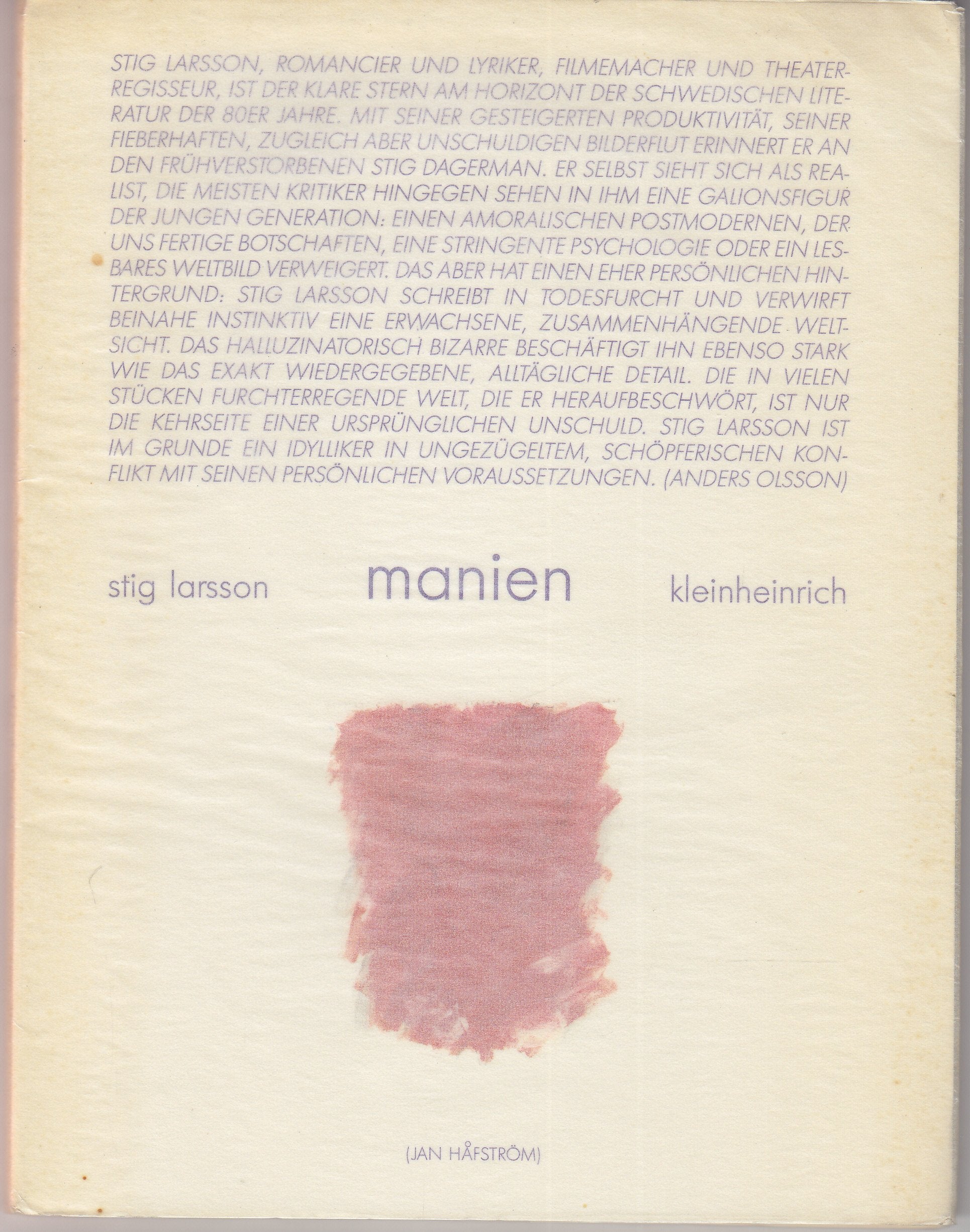 Manien (Schwedische Literatur der Moderne) Medicine