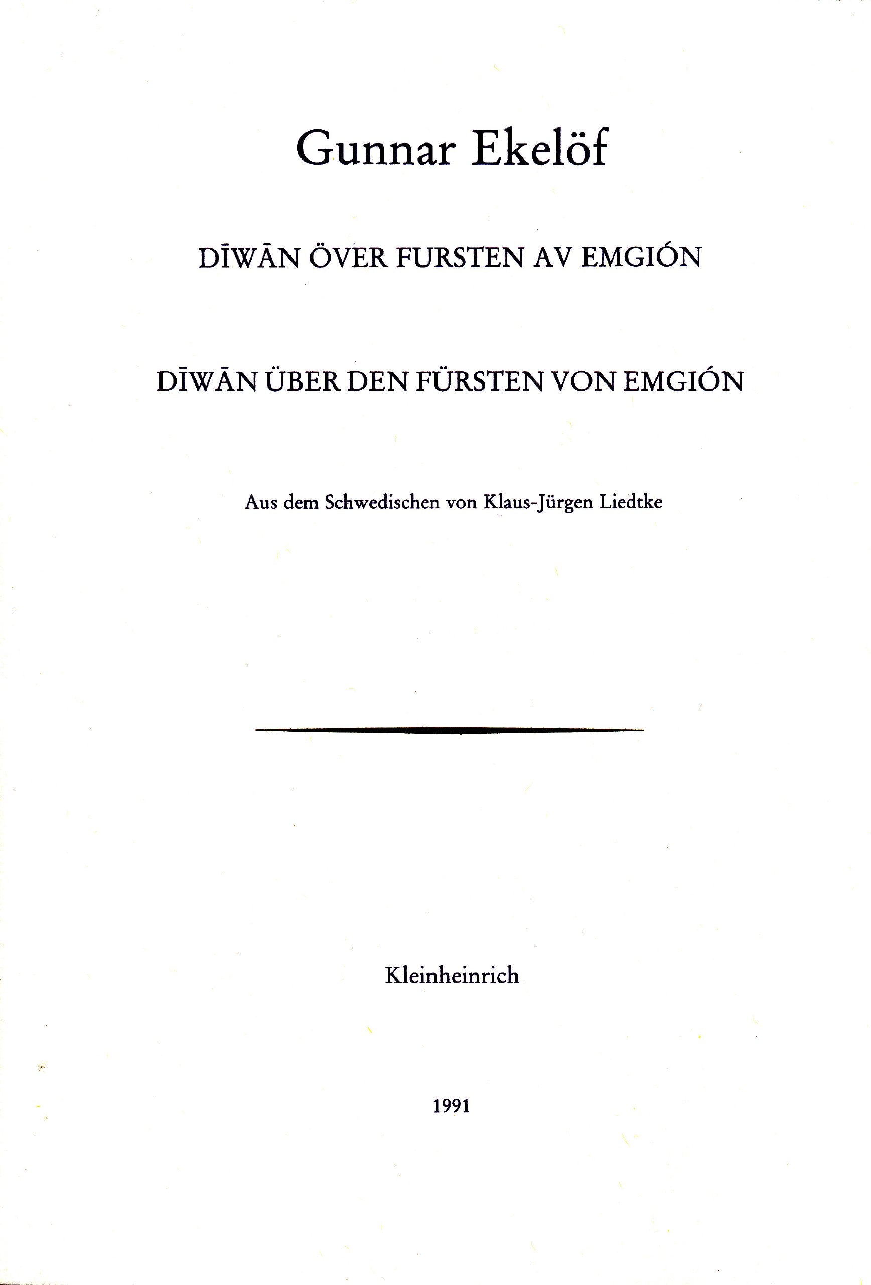 Diwan över Fursten av Emgión /Diwan über den Fürsten von Emgión: Schwed.-Dtsch. (Schwedische Literatur der Moderne) Books