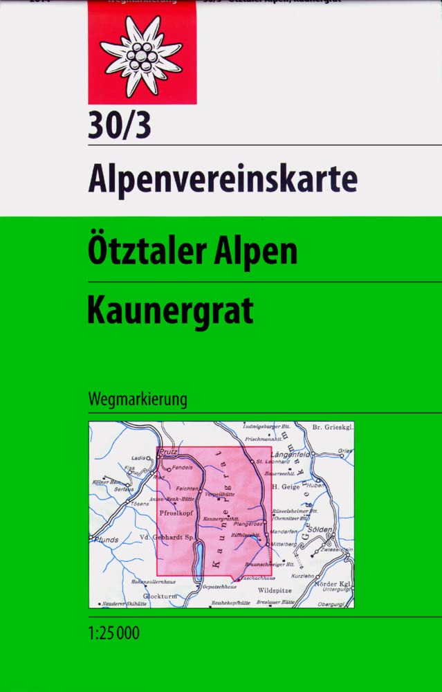 DAV Alpenvereinskarte 30/3 Ötztaler Alpen Kaunergrat 1 : 25 000 Leisure, Home & Garden