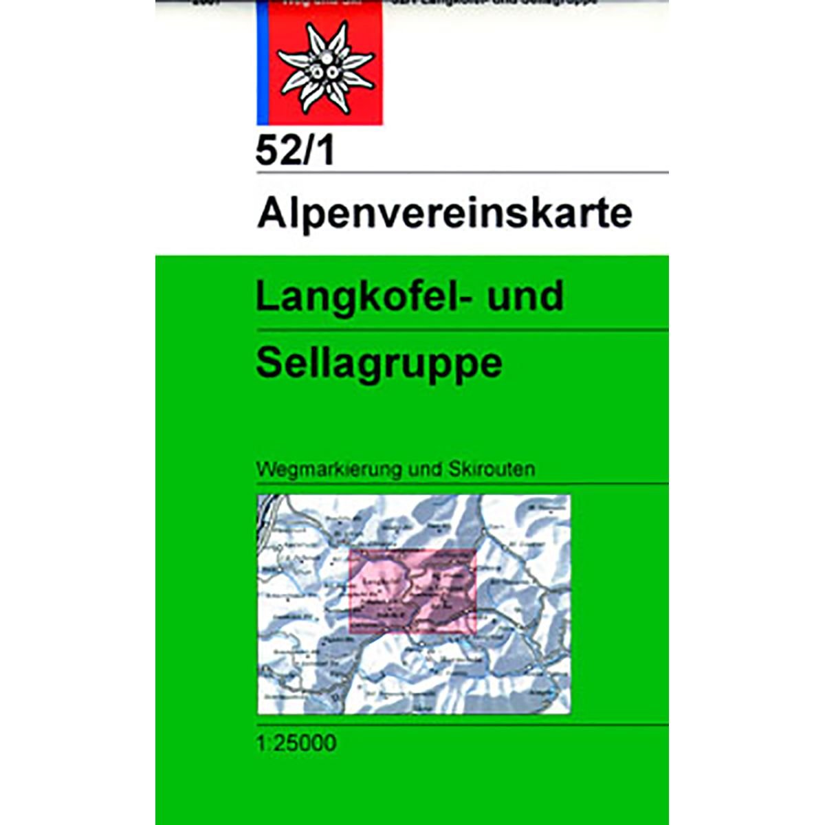 DAV Alpenvereinskarte 52/1 Langkofel-Sella-Gruppe 1 : 25 000 Wegmarkierung und Skirouten Leisure, Home & Garden