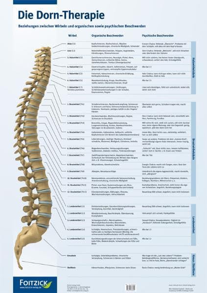 Die Dorn-Therapie, Poster: Beziehung zwischen Wirbeln und organischen sowie psychischen Beschwerden Medicine