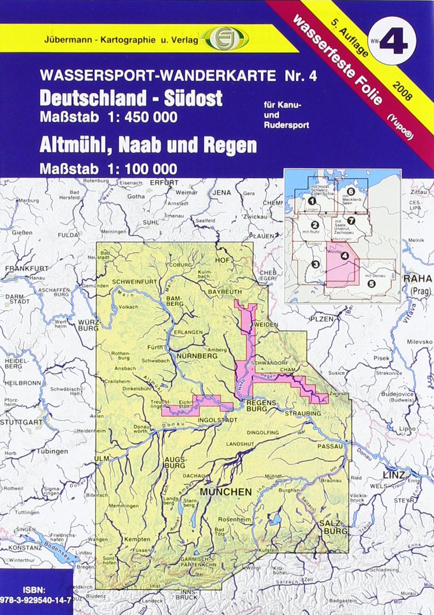 Wassersport-Wanderkarte / Kanu-und Rudersportgewässer: Jübermann Wassersport-Wanderkarten, Bl.4, Deutschland-Südost: Für Kanu- und Rudersport. Wasserfeste Folie Leisure, Home & Garden