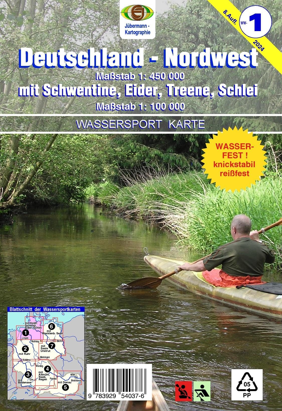 Wassersport-Wanderkarte / Deutschland Nordwest für Kanu- und Rudersport Leisure, Home & Garden
