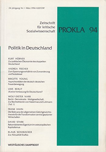 Prokla, H.94, Politik in Deutschland (PROKLA: Zeitschrift für kritische Sozialwissenschaft) Books