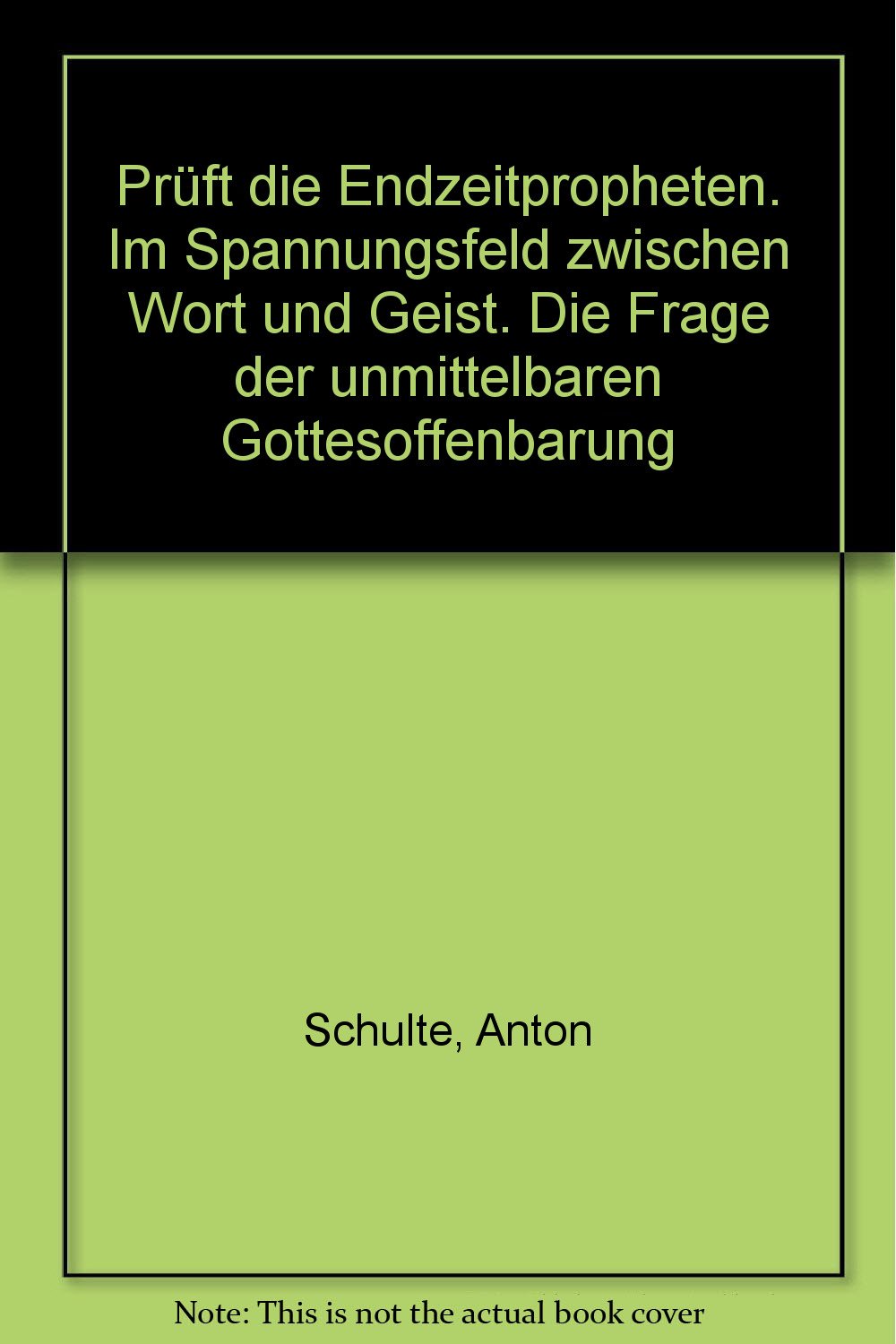 Prüft die Endzeitpropheten. Im Spannungsfeld zwischen Wort und Geist. Die Frage der unmittelbaren Gottesoffenbarung Books