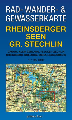Rad - Wander- und Gewässerkarte Rheinsberger Seen, Großer Stechlin: Mit Canow, Kleinzerlang, Flecken Zechlin, Rheinsberg, Dollgow, Menz, Neuglobsow. Maßstab 1:35.000. Maps & Plans