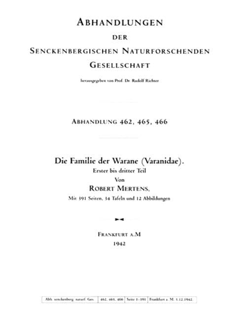 Familie der Warane: 1.-3. Tl. Natural Sciences
