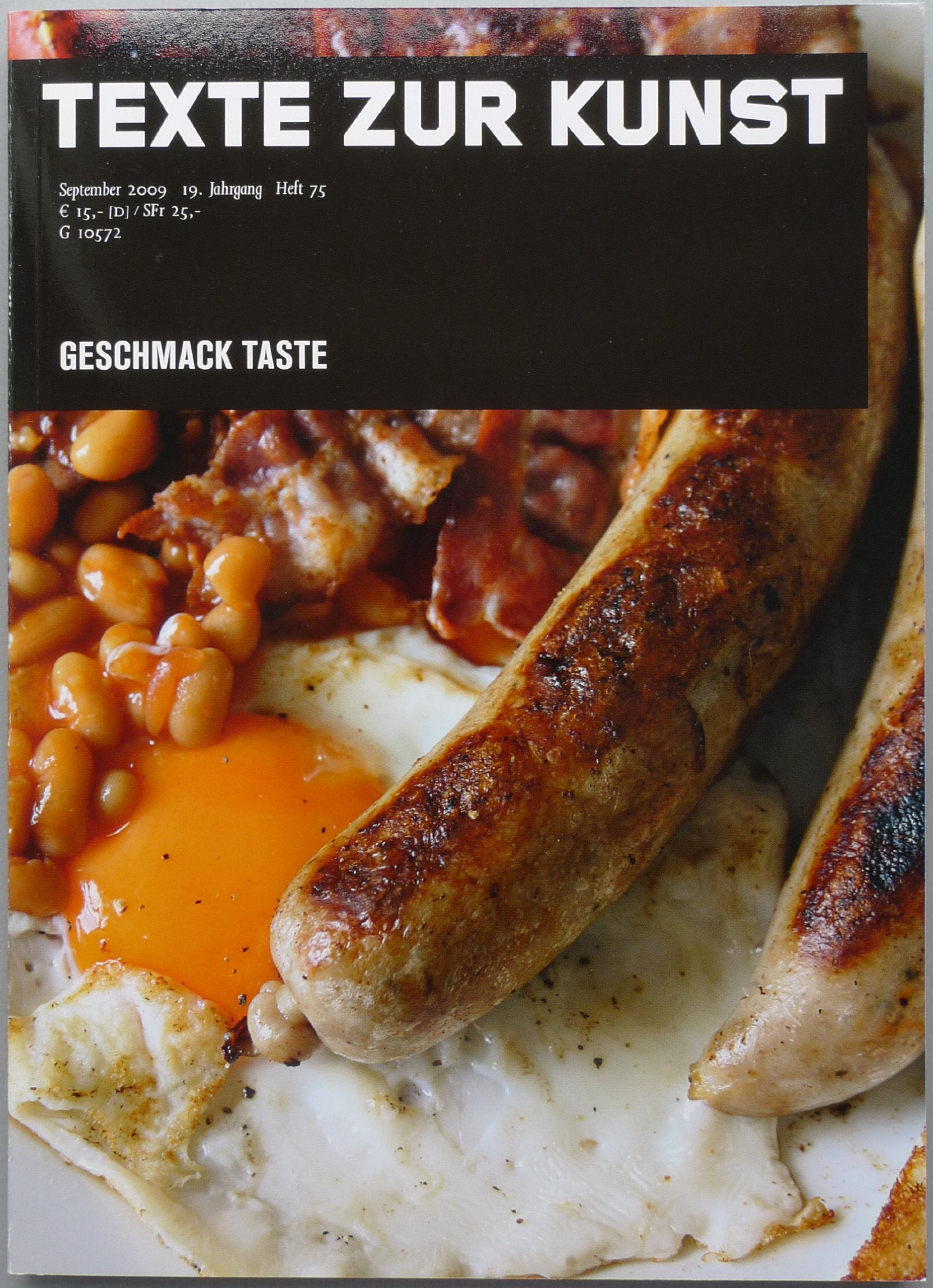 Texte zur Kunst, Heft 75: »Geschmack / Taste«, September 2009, 19. Jahrgang Books