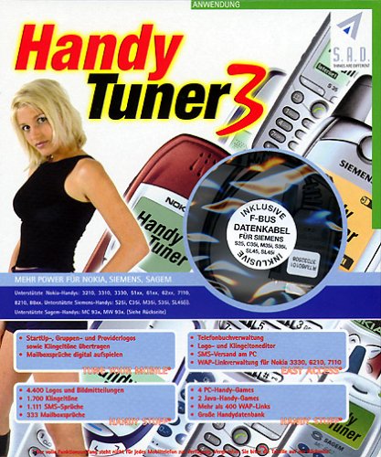 Handy Tuner 3 für Siemens S25, C35i, M35i, S35i, CD-ROM m. Datenkabel: Unterstützt Nokia 3210, 3310, 3330, 51xx, 61xx, 62xx, 7110, 8210, 88xx, Siemens ... 1.111 SMS-Sprüche, 333 Mailboxsprüche Books