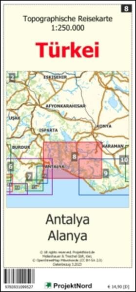 Antalya - Alanya - Topographische Reisekarte 1:250.000 Türkei (Blatt 8) Stationery