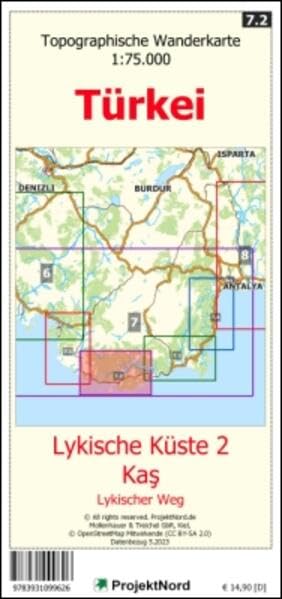 Lykische Küste 2 - Kaş - Lykischer Weg - Topographische Wanderkarte 1:75.000 Türkei (Blatt 7.2): mit Wanderwegen - Landkarte (Türkei Reisekarten: Detaillierte topographische Landkarten) Leisure, Home & Garden