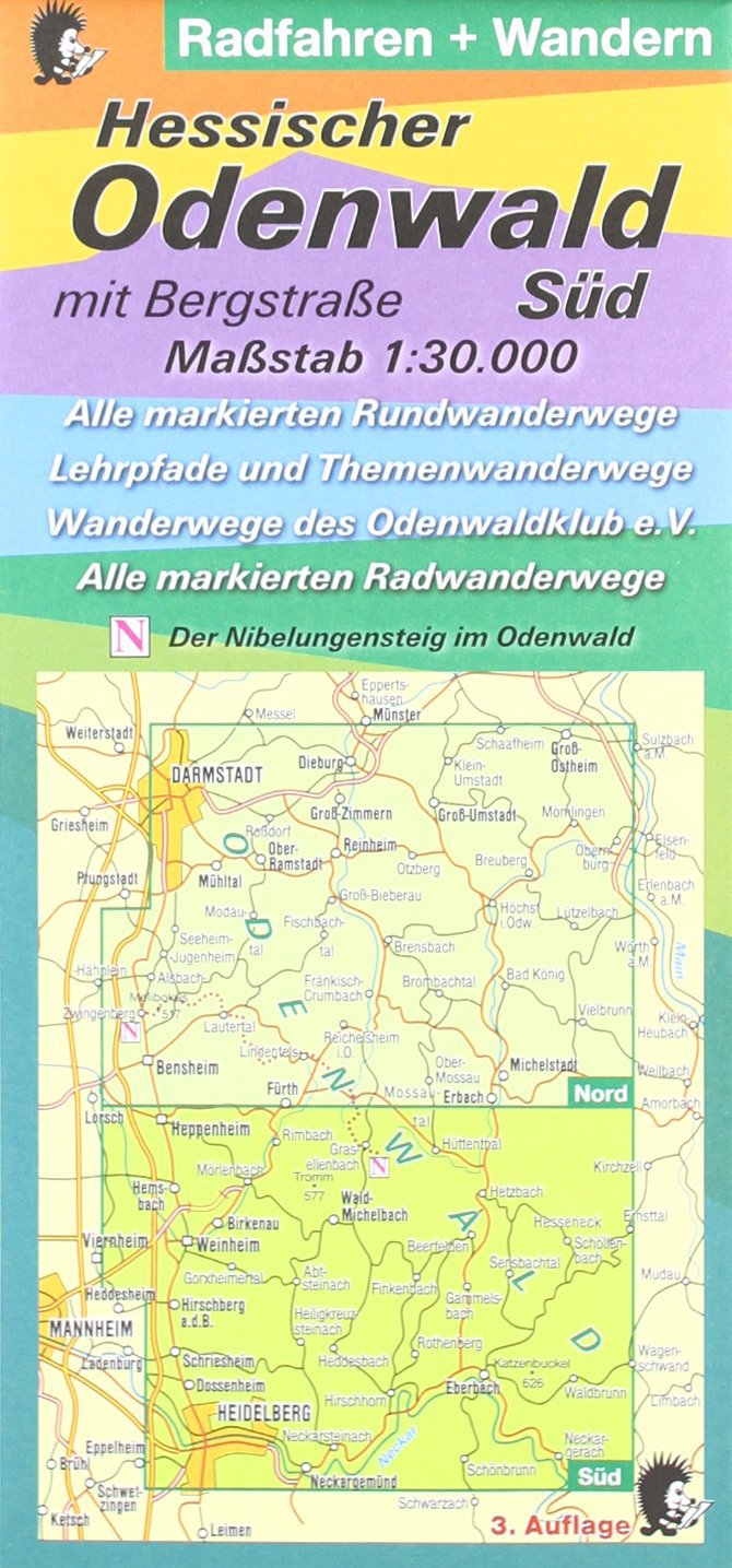 Radfahren + Wandern - Hessischer Odenwald mit Bergstraße - Süd: Maßstab 1:30.000 Alle markierten Rundwanderwege Lehrpfade und Themenwanderwege ... Der Nibelungensteig im Odenwald 3. Auflage Leisure, Home & Garden