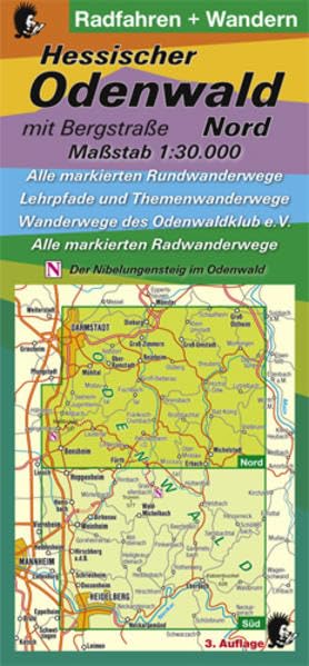 Hessischer Odenwald mit Bergstraße - Nord 1 : 30 000. Radfahren + Wandern: Alle markierten Rundwanderwege Lehrpfade und Themenwanderwege Wanderwege ... Der Nibelungensteig im Odenwald 3. Auflage book