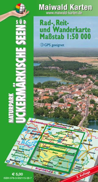 Uckermark Süd = Rad-, Reit- u. Wanderkarte Naturpark Uckermärkische Seen Süd - Karte Süd: 1:50.000 - GPS geeignet - Kartennetz: Gaus-Krüger-Projektion ... - Maßstab 1:50.000 - GPS geeignet) Leisure, Home & Garden