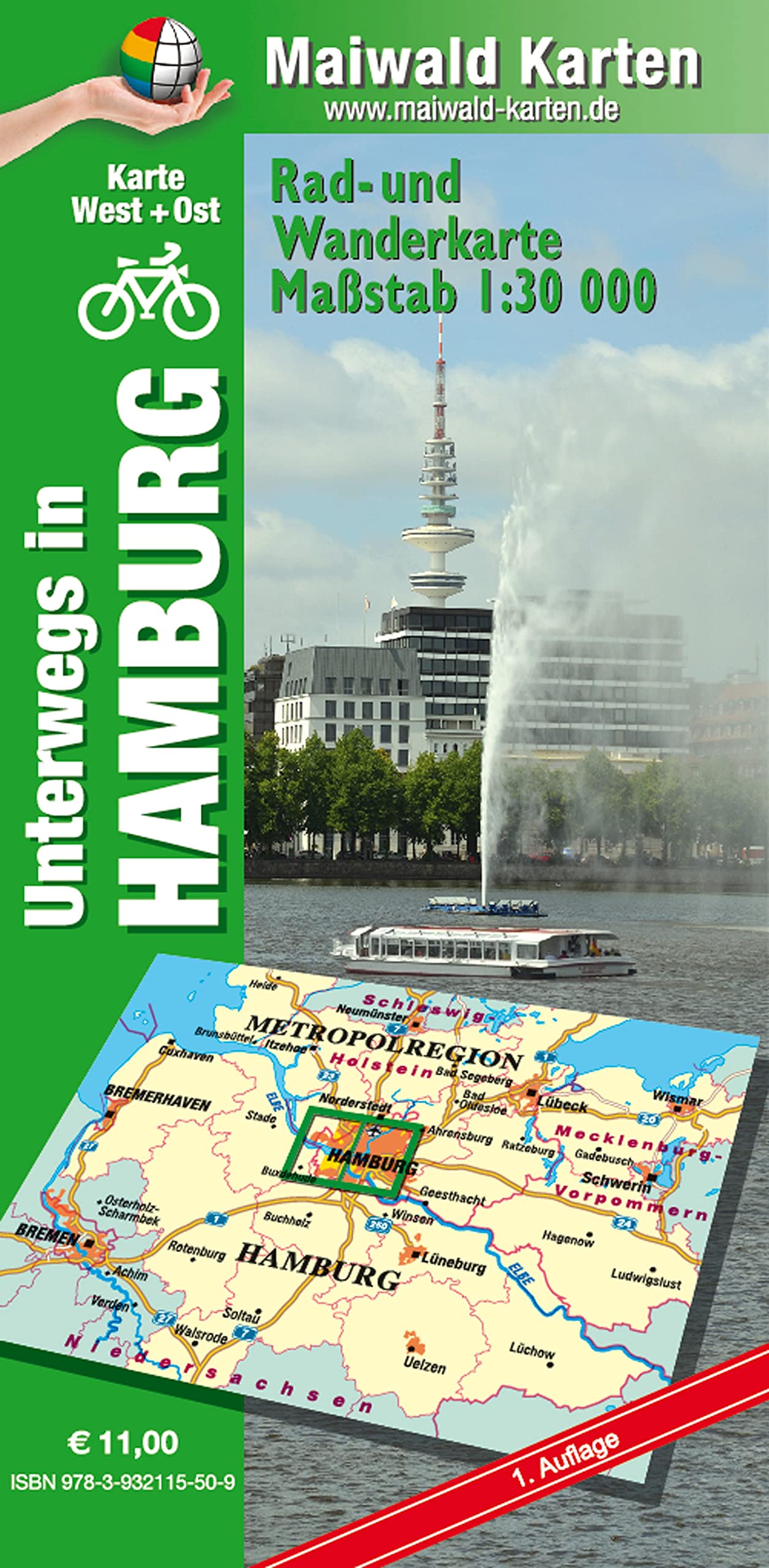Hamburg Ost und West - Rad- und Wanderkarte - mit Einsteckhülle: Unterwegs in Hamburg (mit Umland). 1:30.000: Maßstab 1:30.000 - GPS geeignet - ... Informationen - Karte Ost + West Leisure, Home & Garden