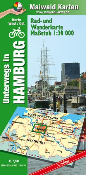 Hamburg Ost/West = unterwegs in Hamburg Rad- u. Wanderkarte = 1 Karte = Vorderseite West + Ost auf der Rückseite - mit vielen touristischen Informationen - Karte Ost/West Leisure, Home & Garden