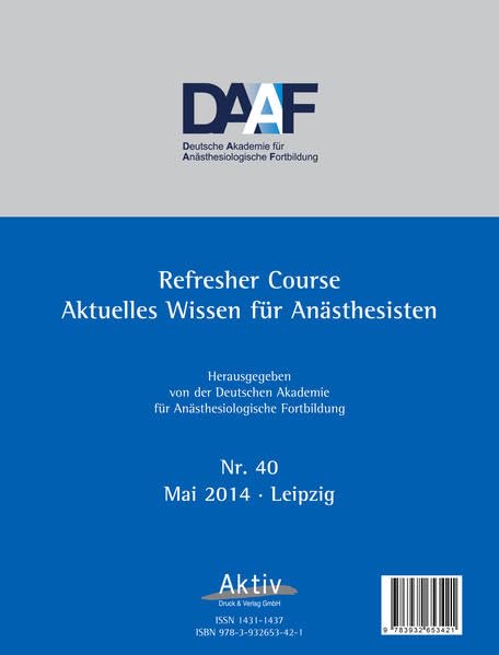 Refresher Course Nr. 40/2014: Aktuelles Wissen f. Anästhesisten Medicine