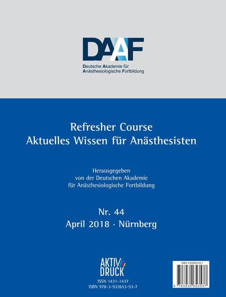 Refresher Course Nr. 44/2018: Aktuelles Wissen für Anäshtesisten Medicine