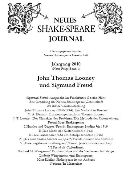 John Thomas Looney und Sigmund Freud: Neues Shake-speare Journal N. F. Band 1 Contemporary literature