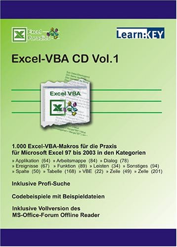 Excel-VBA, 1 CD-ROM.Vol.1: 1.000 Excel-VBA-Makros für die Praxis für Microsoft Excel 97 bis 2003 Other software