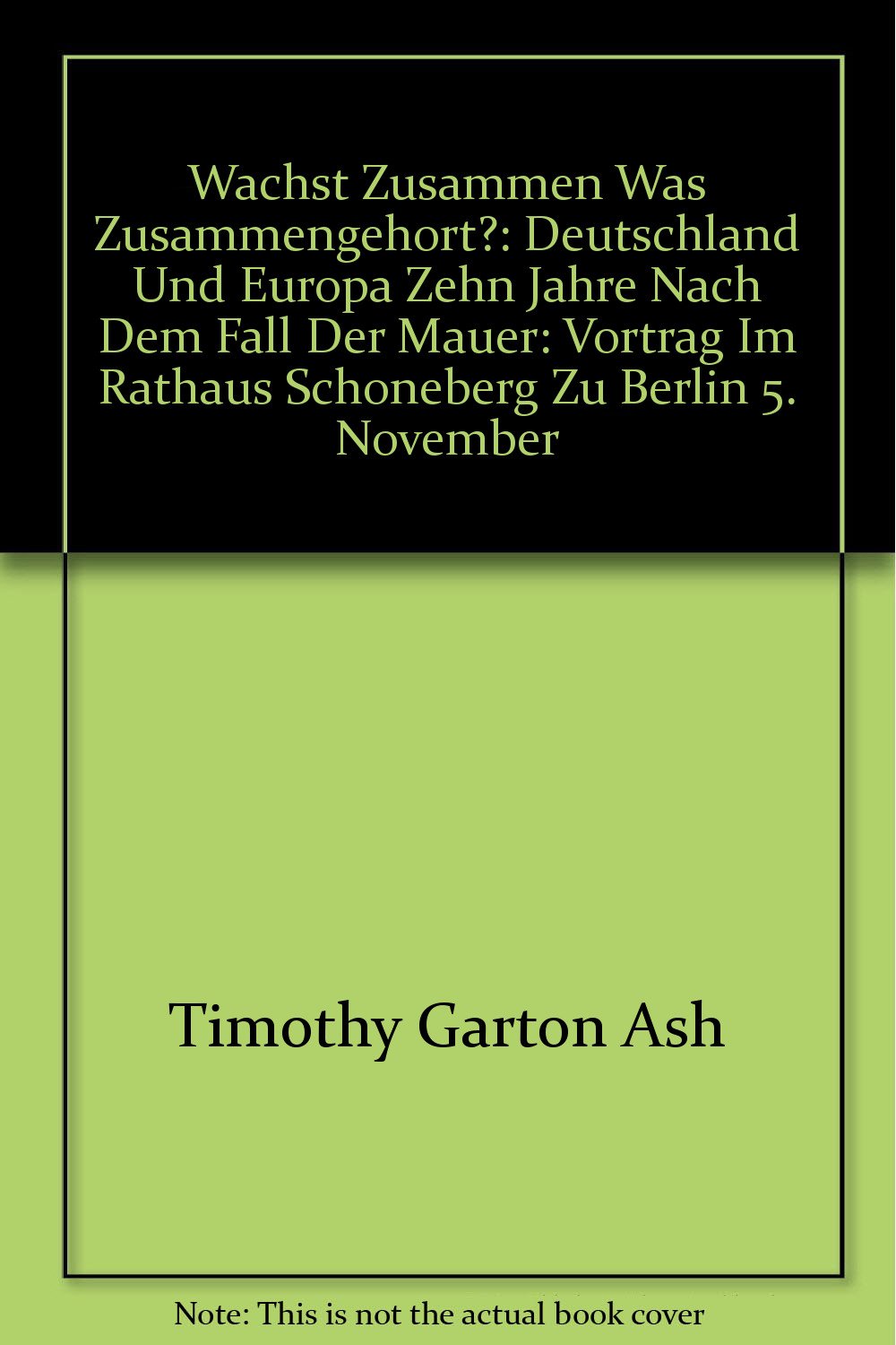 Wächst zusammen, was zusammengehört?: Deutschland und Europa zehn Jahre nach dem Fall der Mauer. Vortrag im Rathaus Schöneberg zu Berlin, 5. November ... der Bundeskanzler-Willy-Brandt-Stiftung) Politics & History