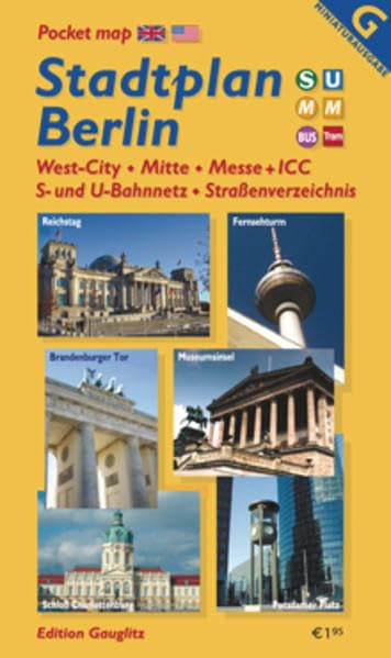 Stadtplan Berlin (Miniplan): Mitte, West-City, Messe + ICC, S- und U-Bahnnetz, Straßenverzeichnis Business & Technology