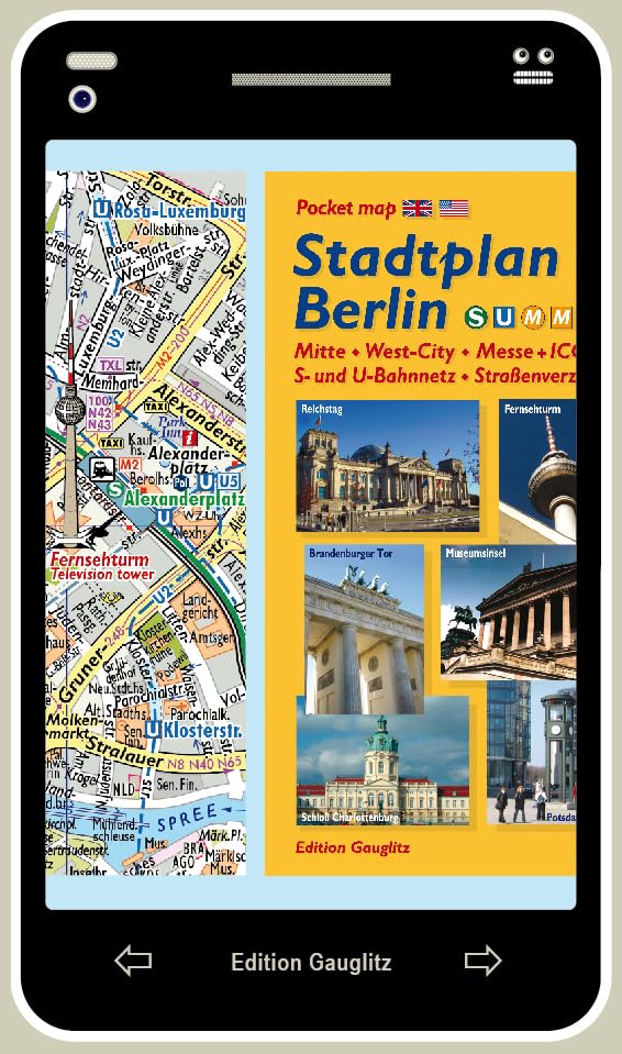 Stadtplan Berlin (Handy-Look): Mitte, West-City, Messe + ICC, S- und U-Bahnnetz, Straßenverzeichnis Maps & Plans