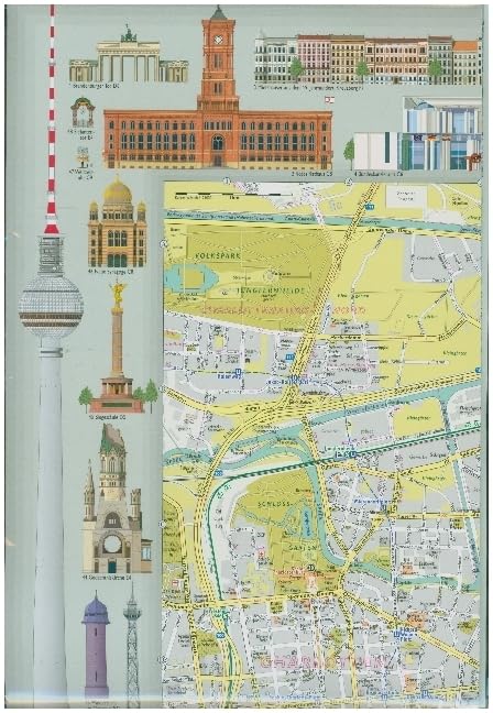 Berliner Wahrzeichenplan: Mit 50 Berliner Wahrzeichen im Kartenrand, plano/gerollt (auch gefaltet erhältlich unter ISBN 978-3-933502-68-1), ... Abbildungen und drei weiteren Illustrationen. Maps & Plans