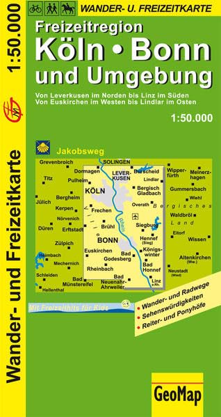 GeoMap Karten, Köln, Bonn und Umgebung: Von Leverkusen im Norden bis Linz im Süden. Von Euskirchen im Westen bis Lindlar im Osten. Wander- u. Radwege, ... Poyhöfe. Mit Freizeithits für Kids, Jakobsweg Leisure, Home & Garden