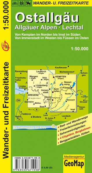 Ostallgäu, Allgäuer Alpen, Lechtal Wander- und Freizeitkarte: 1:50.000 (Geo Map) Leisure, Home & Garden