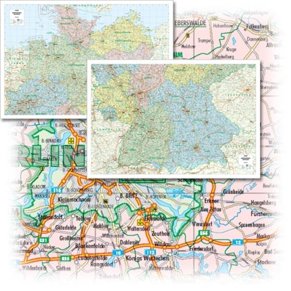 BACHER Verwaltungskarte Gesamtdeutschland Maßstab 1:300000, Sonderausgabe als großformatiger Digitaldruck, Papierkarte gerollt: Mit ... Gewässernetz. Keine postalischen Eintragungen Leisure, Home & Garden