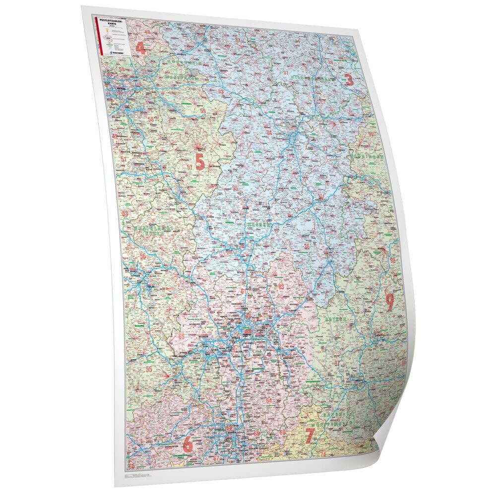 Bacher Postleitzahlenkarte Hessen 1 : 250 000. Posterkarte Leisure, Home & Garden