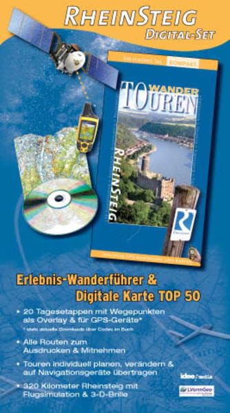 Rheinsteig Digital-Set - Ein schöner Tag: Erlebniswanderführer Rheinsteig mit GPS-Anbindung und digitale Karte Top 50: Enth.: Ein Schöner Tag, ... Karte Top 50 Rheinland-Pfalz, Saarland Leisure, Home & Garden