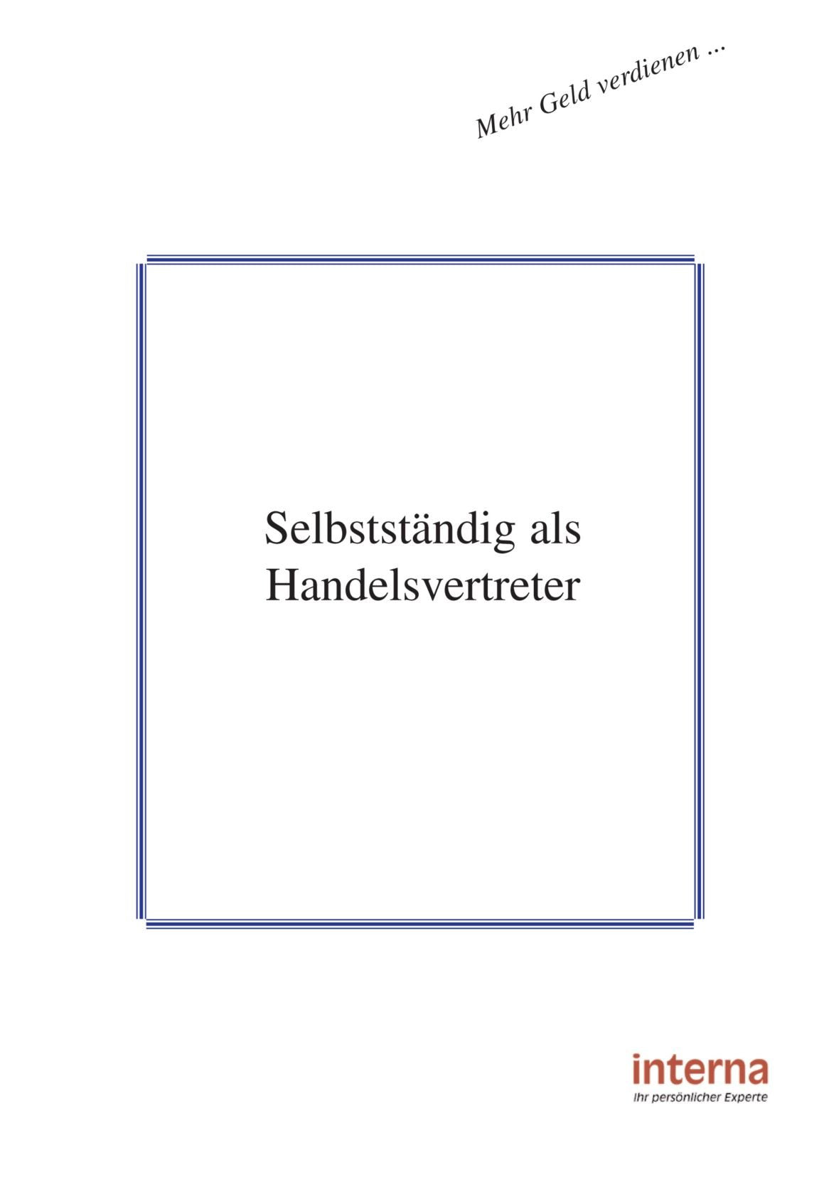 Selbständig als Handelsvertreter Business, Finance & Career
