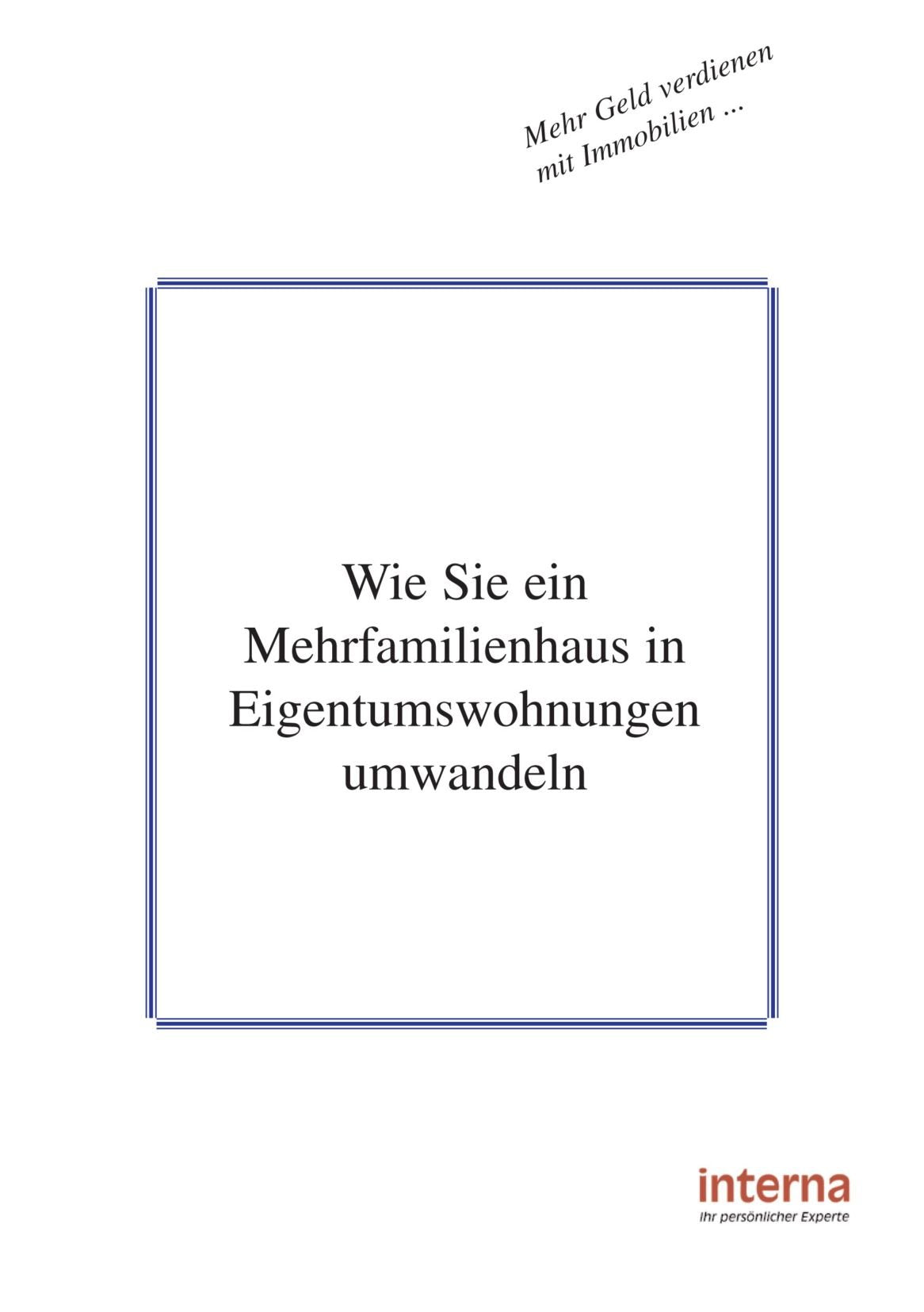 Wie Sie ein Mehrfamilienhaus in Eigentumswohnungen umwandeln book