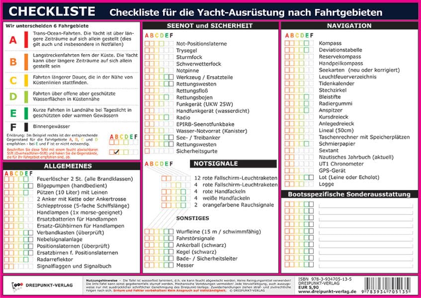 Checkliste Yachtausrüstung: Checkliste für die Yacht-Ausrüstung nach Fahrtgebieten book