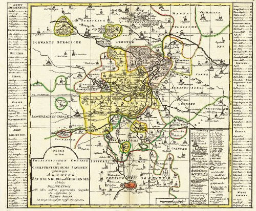 Karte von den Ämtern Weissensee und Sachsenburg 1753. Zuerst entworfen im Jahr 1807, anjetzt aber nach den auf Königlichen Befehl herausgegebenen acht ... und Churfürstlicher Privilegie 1753 Maps & Plans