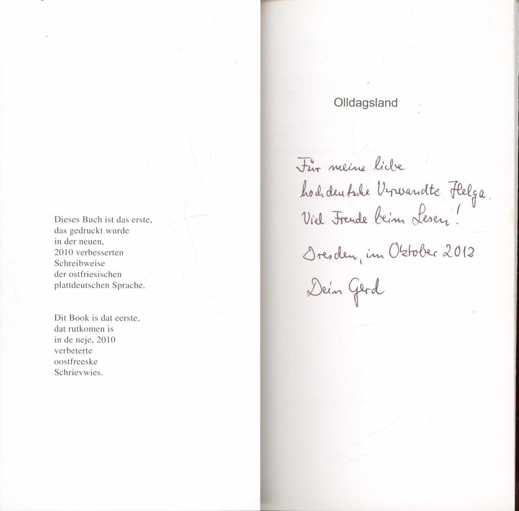 Olldagsland : SIGNIERT!, niederdeutsche Gedichte von 1998 bis 2010 mit hochdeutschen Übertragungen Books